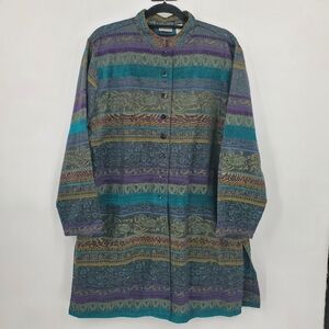 ♧ Chico's Jacquard Tapestry Jacket Size 3 (16 US Size) Green Purple Teal